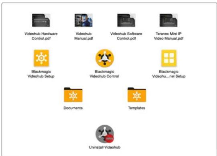 Videohub Hardware Control.pdf Videohub Manual.pdf Videohub Software Control.pdf Tieranex Mini IP Video Manual.pdf Blackmagic Videohub Setup Blackmagic Videohub Control Blackmagic Videohu...nel Setup Documents Templates Uninstall Videohub