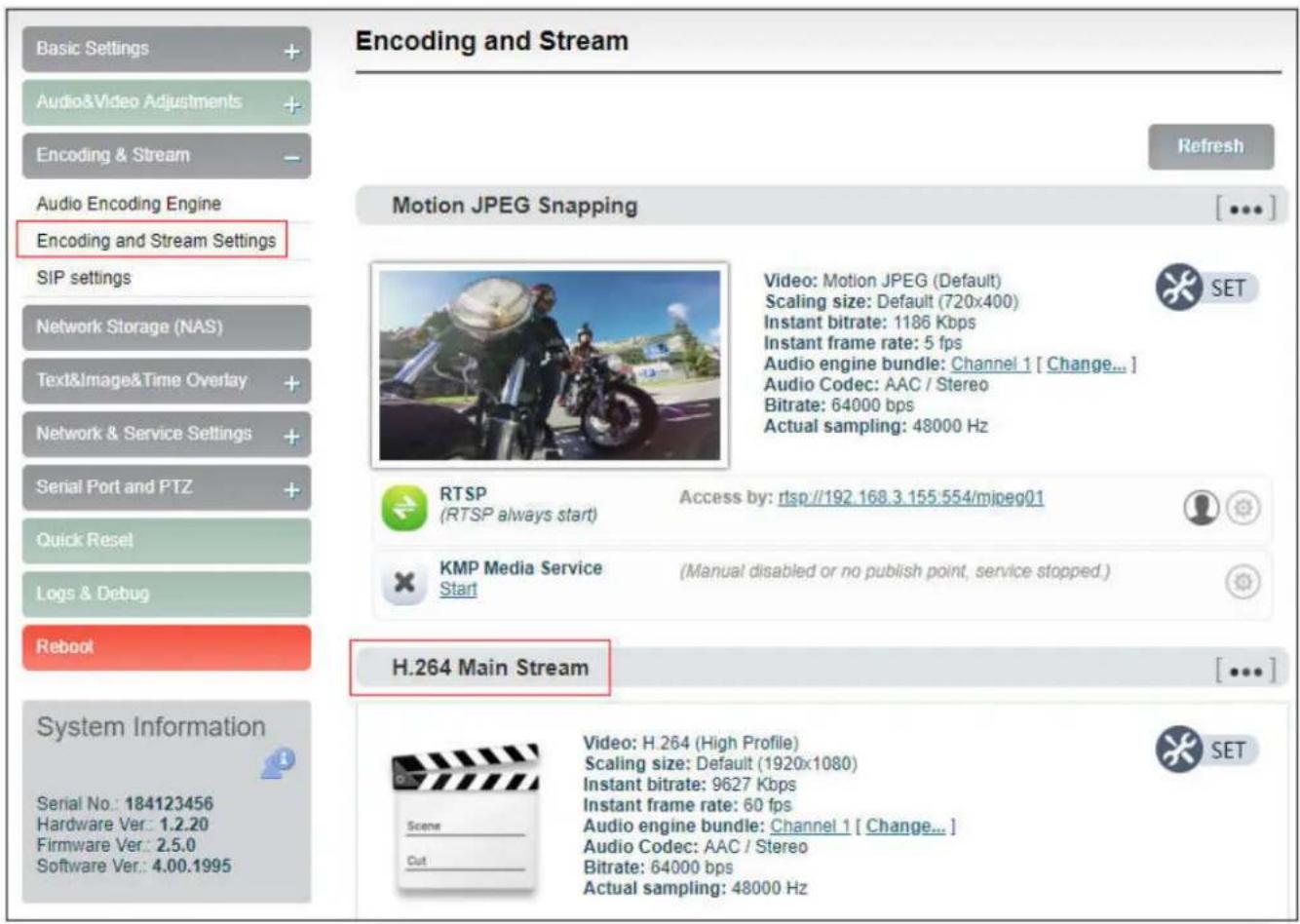 Kiloview E2 NDI - Encoding and stream settings - 2