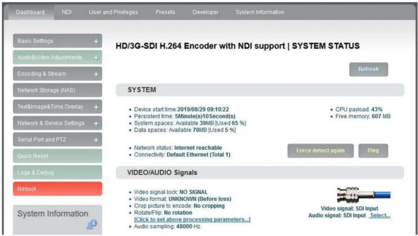 Kiloview E2 NDI - Dashboard - 1