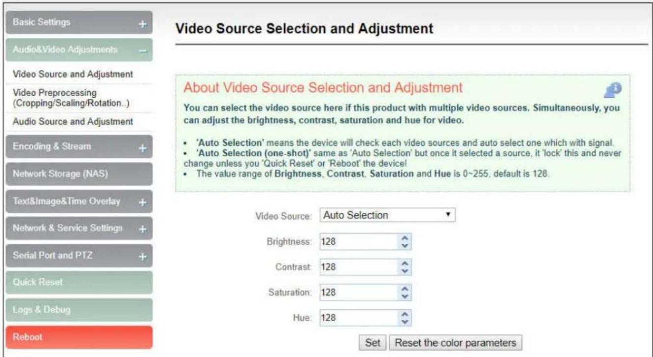 Kiloview E2 NDI - Video source choice and adjustments - 1