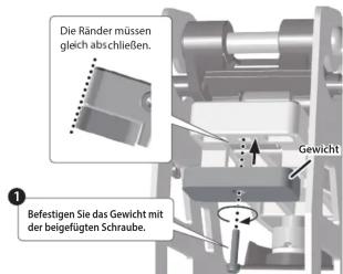 Die Ränder müssen gleich abschließen. Gewicht Befestigen Sie das Gewicht mit der beigefügten Schraube.