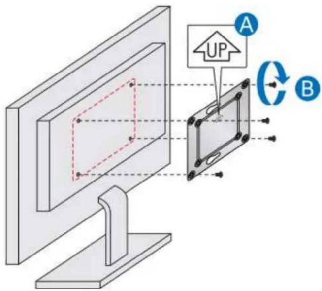Diagram illustrating a device's UP and rotation mechanism with labeled components A and B