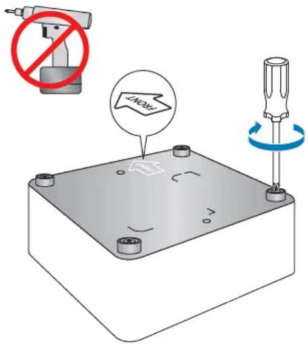 Diagram illustrating a mechanical setup with a no-smoking tool, a warning sign, and screwdriver, showing mechanical components and motion indicators.