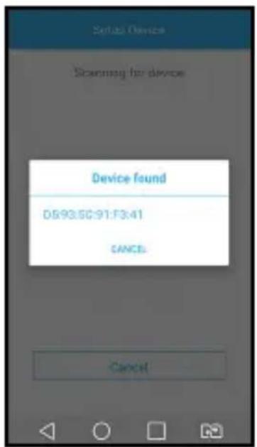 Serial Device Scanning for device Device found D893:50:91:F3:41 CANCEL Cancel