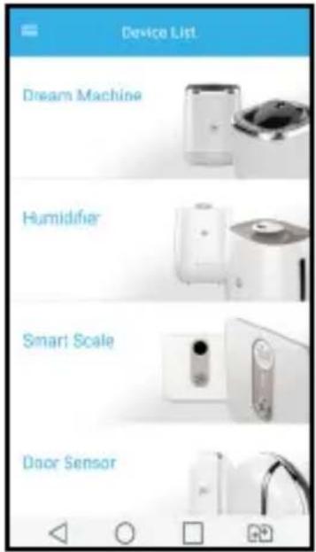 Device List Dream Machine Humidifier Smart Scale Door Sensor