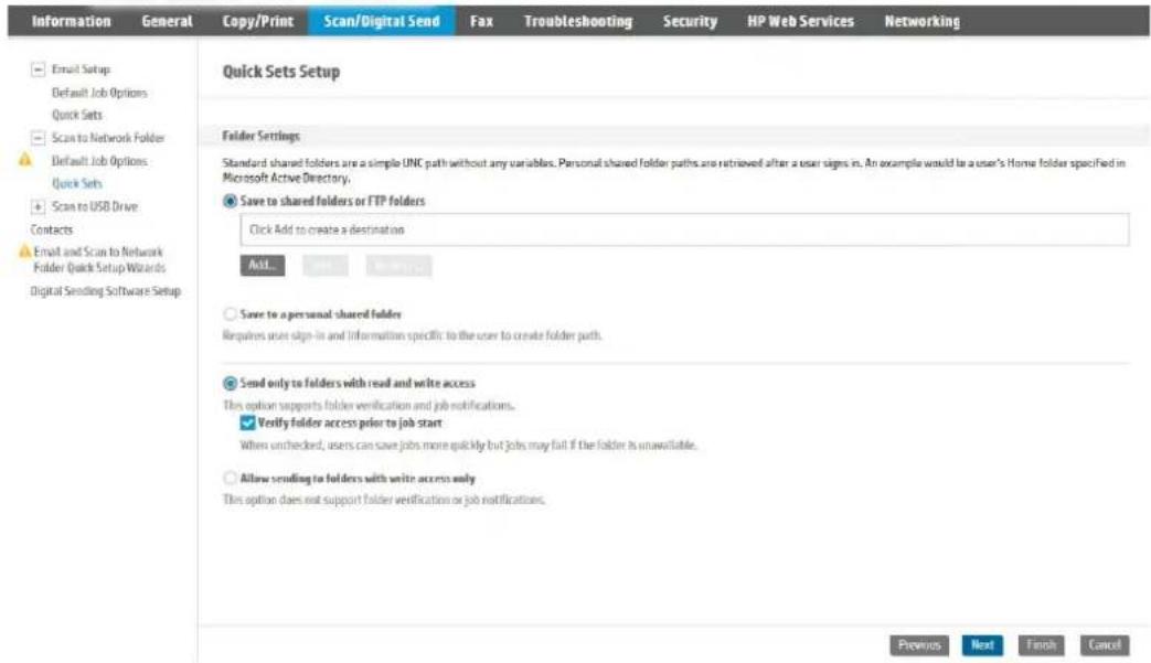 HP Enterprise Flow MFP M528 - Dialog two: Folder Settings - 2