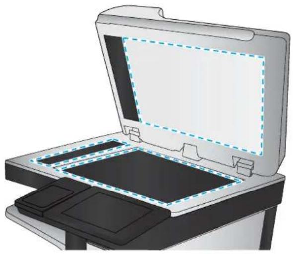 HP Enterprise Flow MFP M528 - Check the scanner glass for dirt and smudges - 3