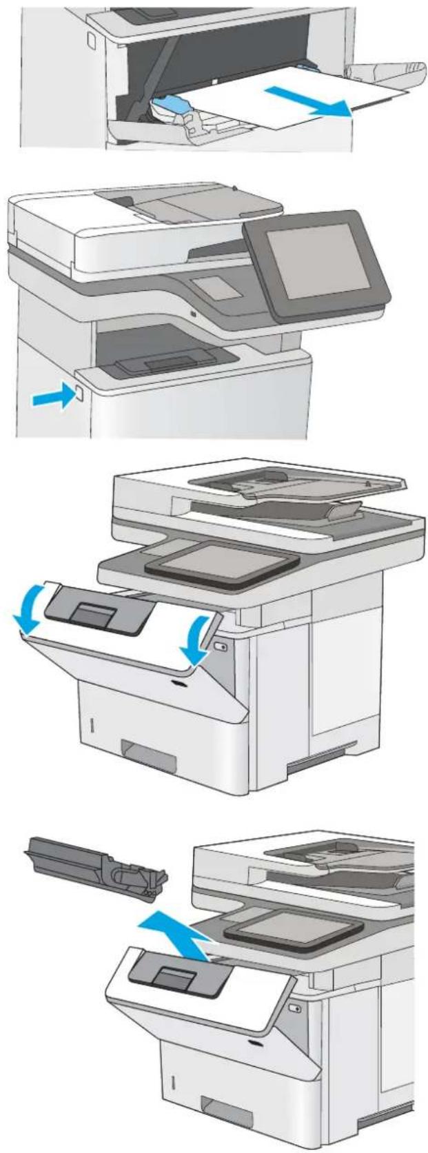 HP Enterprise Flow MFP M528 - Clear paper jams in tray 1—13.A1 - 1