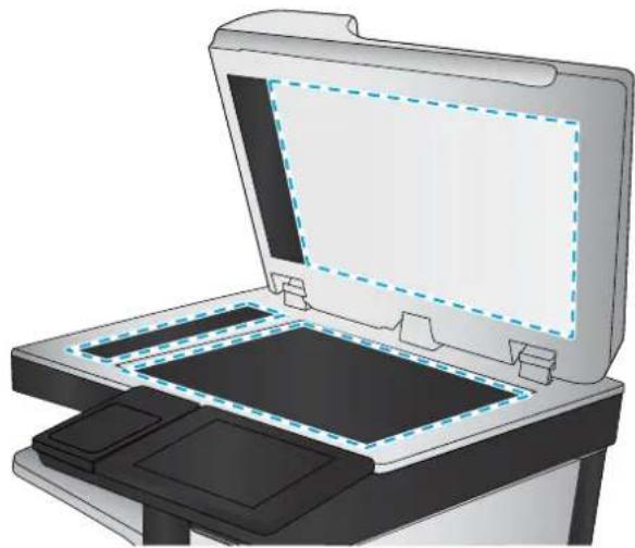 HP Enterprise Flow MFP M528 - Check the scanner glass for dirt and smudges - 3