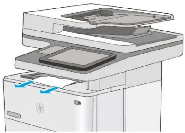 HP Enterprise Flow MFP M528 - Clear paper jams in the output bin—13.E1 - 1