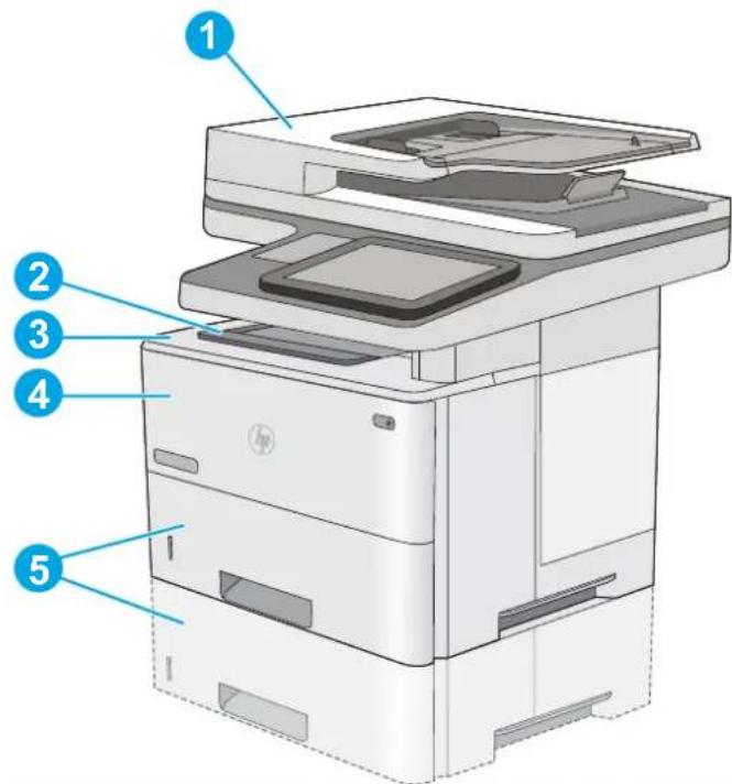 HP Enterprise Flow MFP M528 - Paper jam locations - 1