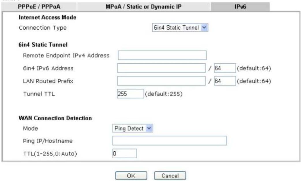 Draytek Vigor 2926 - II-1-2-13 Details Page for IPv6 – 6in4 Static Tunnel in WAN1/WAN2 - 2