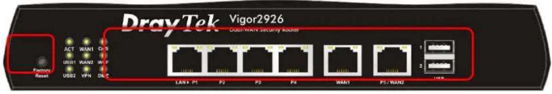 Draytek Vigor 2926 - I-1-1 Indicators and Connectors - 3