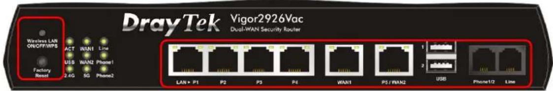 Draytek Vigor 2926 - I-1-1 Indicators and Connectors - 15