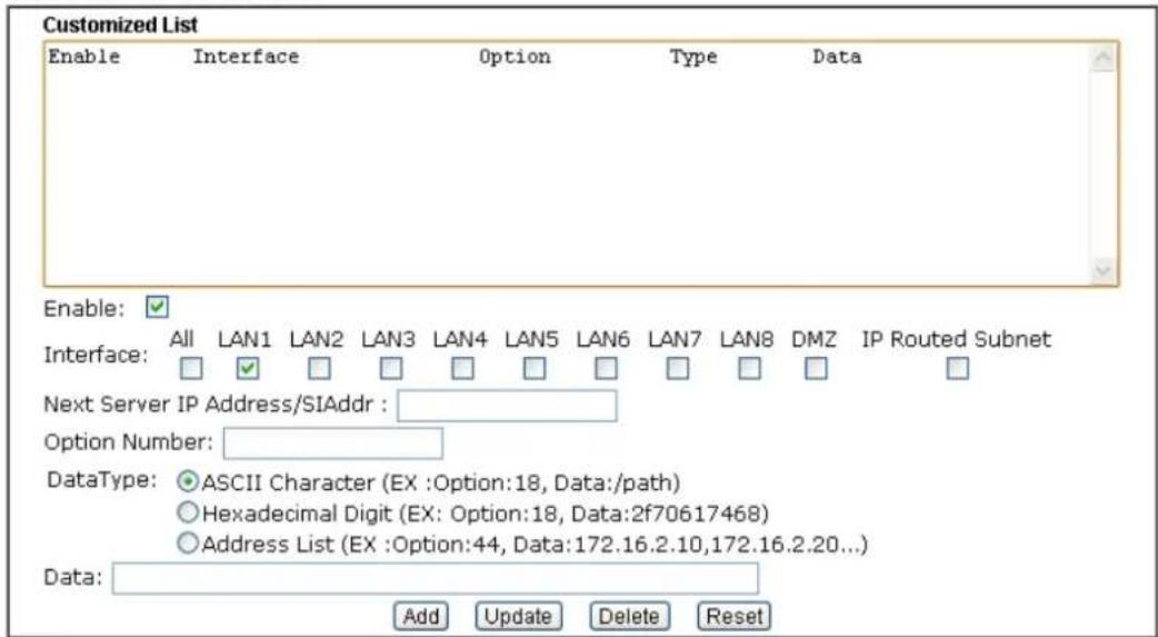 Draytek Vigor 2926 - II-2-1-5 Advanced DHCP Options - 1