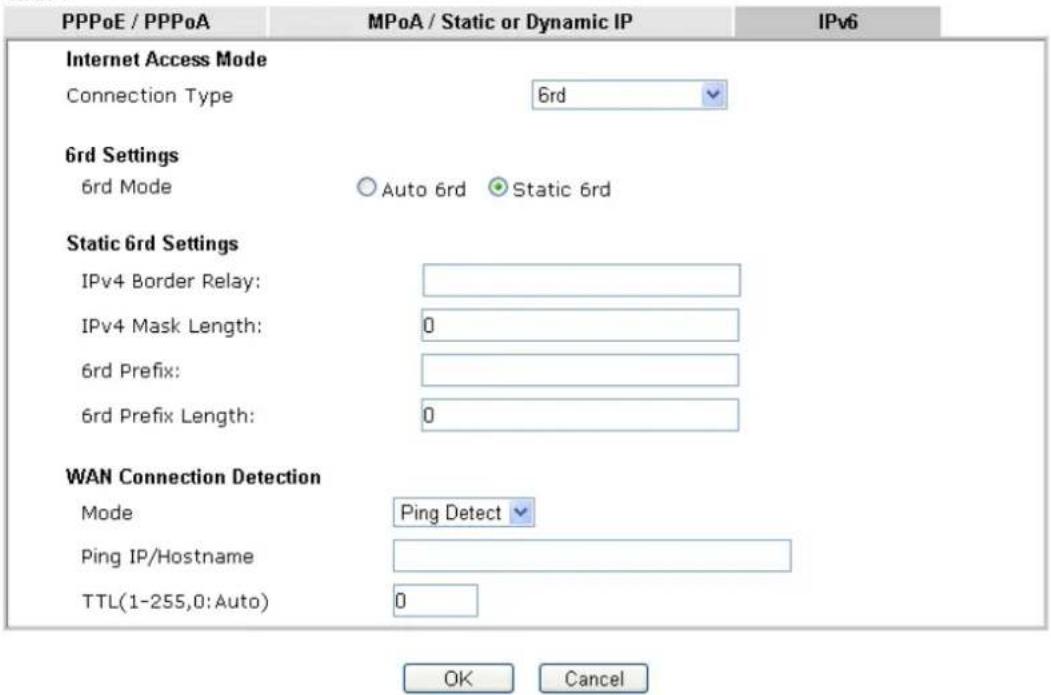 Draytek Vigor 2926 - II-1-2-14 Details Page for IPv6 – 6rd in WAN1/WAN2 - 2