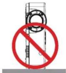 Safety warning sign with crossed-out resistance symbol and mechanical components