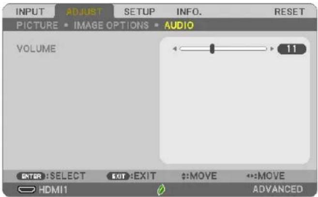 INPUT ADJUST SETUP INFO. RESET PICTURE • IMAGE OPTIONS • AUDIO VOLUME 11 ENTER : SELECT EXIT : EXIT :MOVE :MOVE HDMI1 ADVANCED