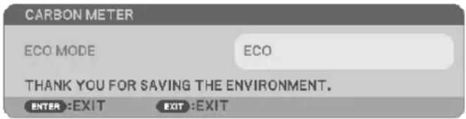 CARBON METER ECO MODE ECO THANK YOU FOR SAVING THE ENVIRONMENT. ENTER:EXIT EXIT:EXIT