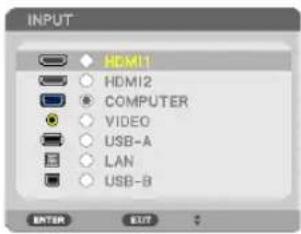 INPUT HDMI1 HDMI2 COMPUTER VIDEO USB-A LAN USB-B ENTER EXIT
