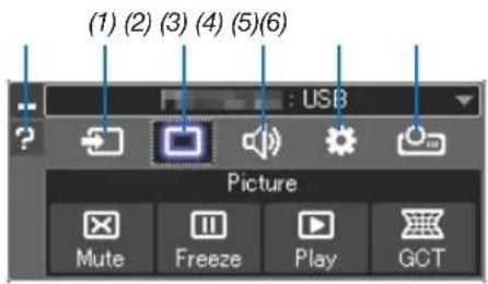 (1) (2) (3) (4) (5)(6) USB Picture Mute Freeze Play GCT