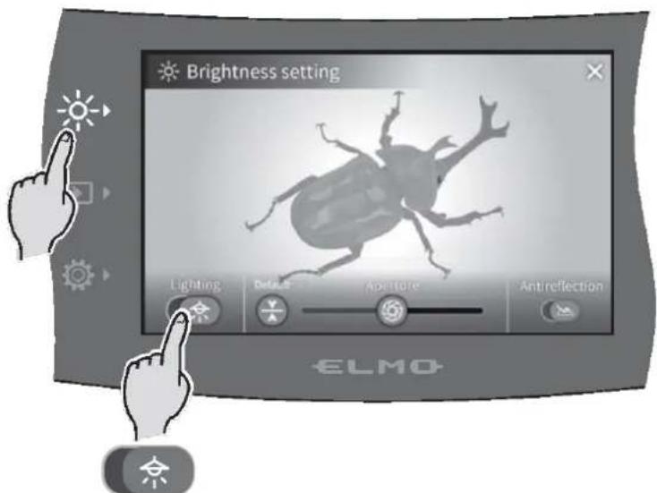 Elmo PX-10E - ◆ TURNING ON/OFF THE LED LIGHTING - 2