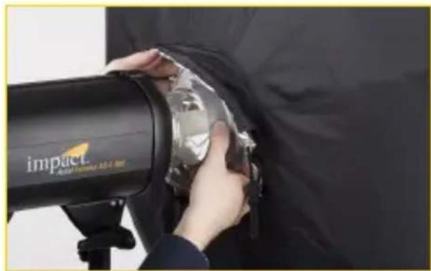 Impact Folding Beauty Dish - Installing onto the light head - 2