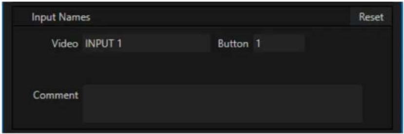 Input Names Reset Video INPUT 1 Button 1 Comment