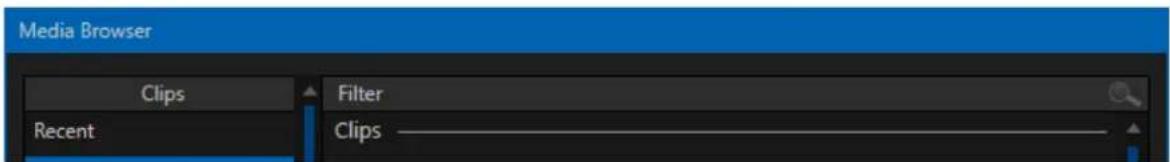 Media Browser Clips Filter Recent Clips