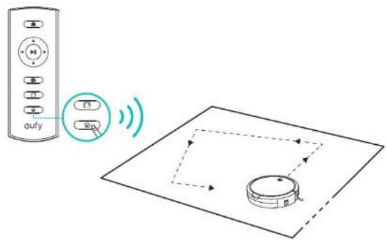 Diagram showing a remote control with 'oufy' signal and a circular device with directional arrows, illustrating wireless signal propagation.