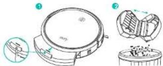 Technical diagram showing a device with labeled components and a close-up view of internal structure.