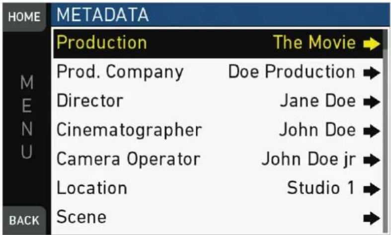 HOME METADATA Production The Movie Prod. Company Doe Production Director Jane Doe Cinematographer John Doe Camera Operator John Doe jr Location Studio 1 Scene MENU BACK