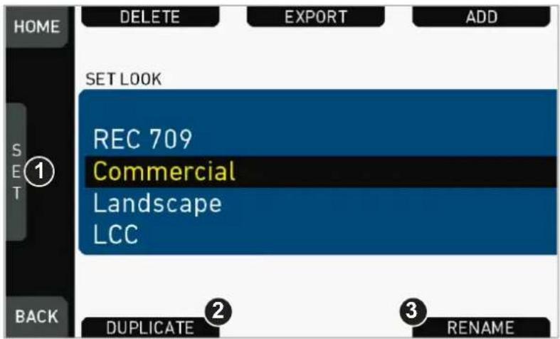 HOME DELETE EXPORT ADD SET LOOK REC 709 Commercial Landscape LCC ① ② ③ BACK DUPLICATE RENAME