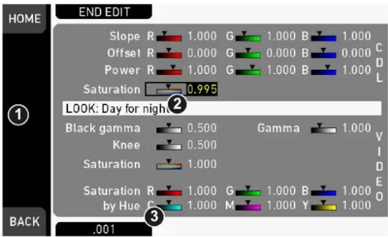 HOME END EDIT Slope R 1.000 G 1.000 B 1.000 Offset R 0.000 G 0.000 B 0.000 C Power R 1.000 G 1.000 B 1.000 D Saturation 0.995 LOOK: Day for night Black gamma 0.500 Gamma 1.000 V Knee 0.500 Saturation 1.000 E Saturation R 1.000 G 1.000 B 1.000 O by Hue C 1.000 M 1.000 Y 1.000 BACK .001