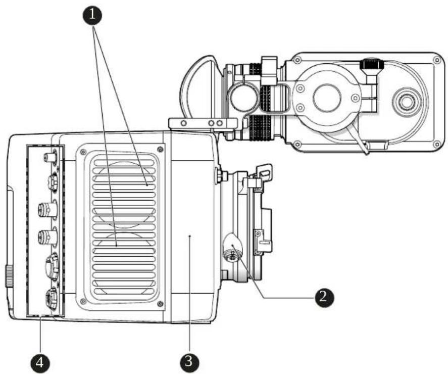 Technical diagram of a mechanical device with numbered components for identification