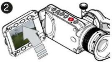 Diagram showing a device with a screen and a camera module, labeled with number 2