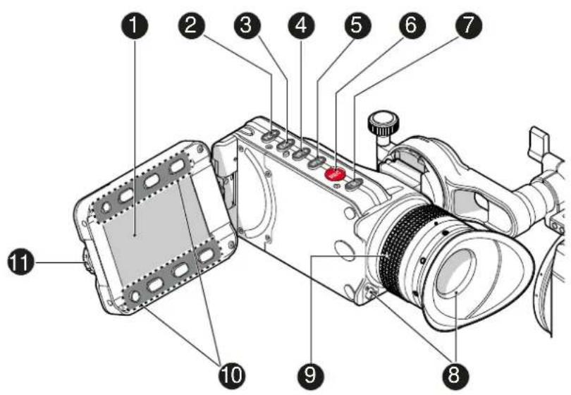 Labeled diagram of a digital camera module with numbered parts for identification