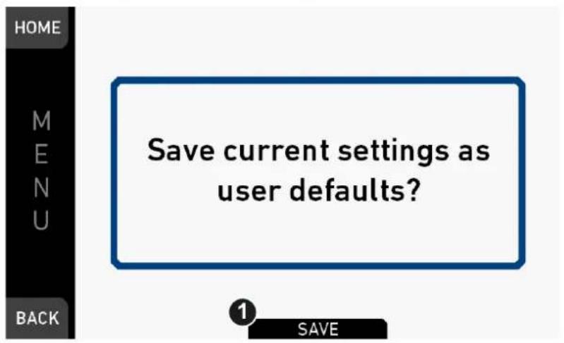 Save current settings as user defaults?