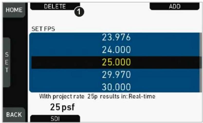 ARRI ALEXA Mini - Deleting an FPS value - 1