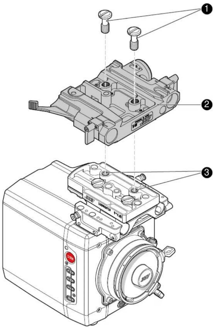 Technical diagram of a mechanical assembly with numbered parts and labeled features