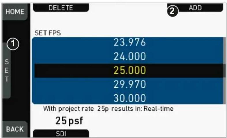 ARRI ALEXA Mini - Setting/adding an FPS value - 2
