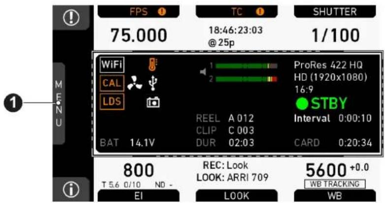 FPS 75.000 TC 18:46:23:03 @ 25p SHUTTER 1/100 WiFi CAL LDS 1 ProRes 422 HQ HD (1920x1080) 16:9 STBY Interval 0:00:10 BAT 14.1V REEL A 012 CLIP C 003 DUR 02:03 CARD 0:20:34 800 T 5.6 0/10 ND - REC: Look LOOK: ARRI 709 5600 +0.0 WB TRACKING EI LOOK WB