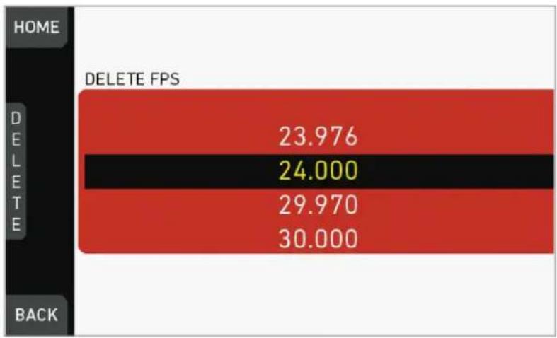 ARRI ALEXA Mini - Deleting an FPS value - 4