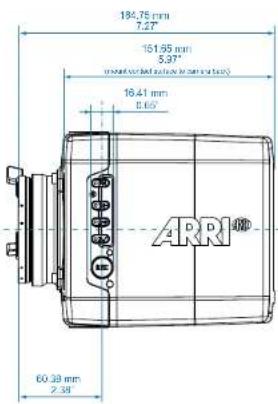 184.75 mm 7.27" 151.95 mm 5.37" (without closed section for main surface) 16.41 mm 0.65" 60.30 mm 2.38" ARRI®