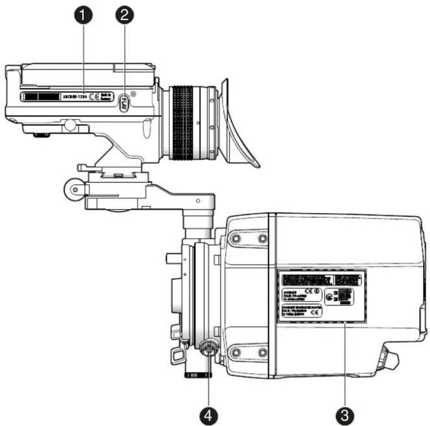 Technical diagram of a camera module with numbered parts and labeled components