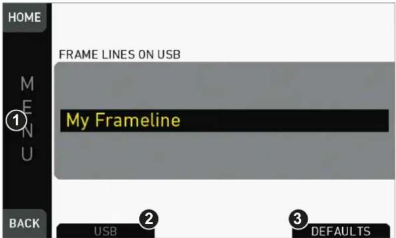 HOME FRAME LINES ON USB M 1 MEN U My Frameline BACK USB 2 3 DEFAULTS