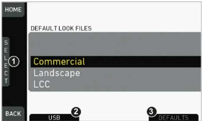 HOME DEFAULT LOOK FILES SELECT 1 Commercial Landscape LCC BACK USB 2 DEFAULTS