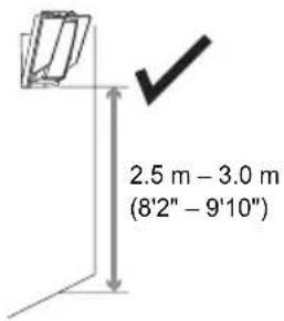2.5 m - 3.0 m (8'2" - 9'10")