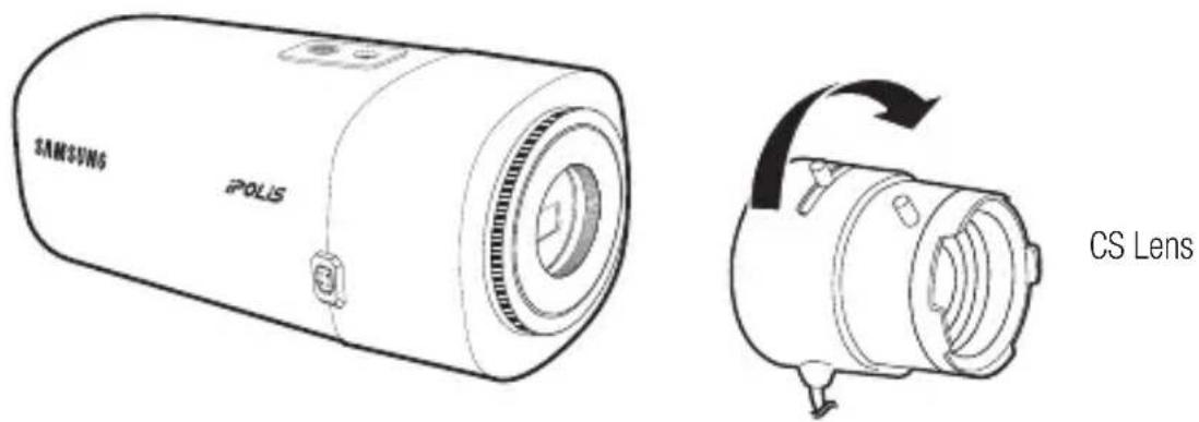 Hanwha SNB-7004 - Mounting the CS lens on a camera - 1