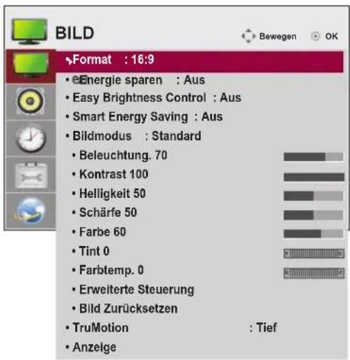 LG 55LV75A - Einstellungen im Menü BILD - 1